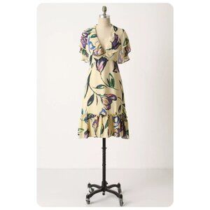 Anthropologie Corey Lynn Calter Larkspur Capelet Silk Floral Dress sz 4